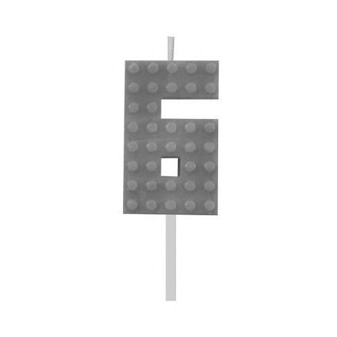 Építőkocka 6-os Grey Blocks tortagyertya, számgyertya