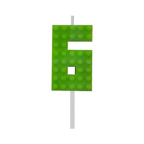 Építőkocka 6-os Green Blocks tortagyertya, számgyertya