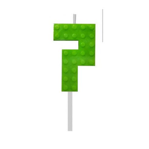 Építőkocka 7-es Green Blocks tortagyertya, számgyertya