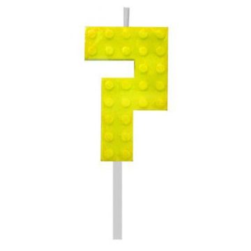 Építőkocka 7-es Yellow Blocks tortagyertya, számgyertya