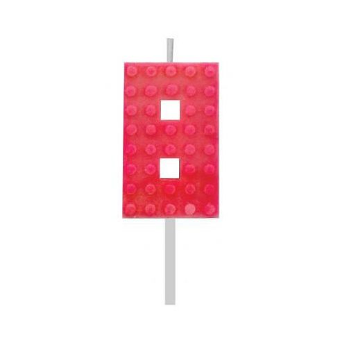 Építőkocka 8-as Red Blocks tortagyertya, számgyertya