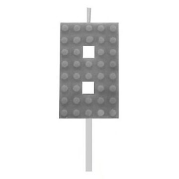 Építőkocka 8-as Grey Blocks tortagyertya, számgyertya