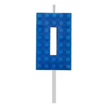 Építőkocka 0-ás Blue Blocks tortagyertya, számgyertya