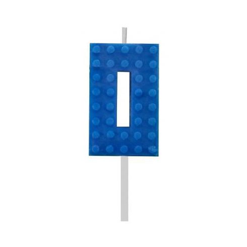 Építőkocka 0-ás Blue Blocks tortagyertya, számgyertya