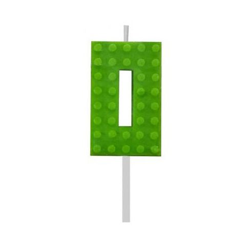 Építőkocka 0-ás Green Blocks tortagyertya, számgyertya