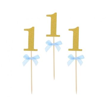Kék 1st Birthday díszítő pálca 10 db-os
