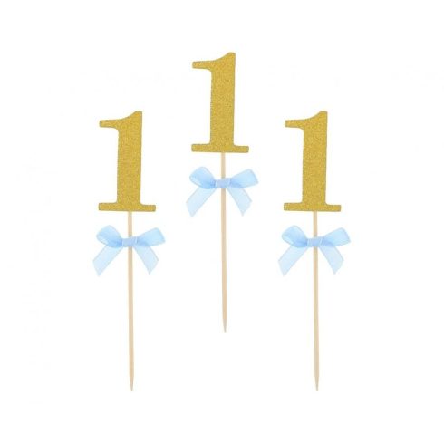Kék 1st Birthday díszítő pálca 10 db-os