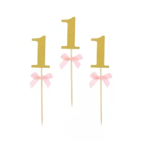 Rózsaszín 1st Birthday díszítő pálca 10 db-os