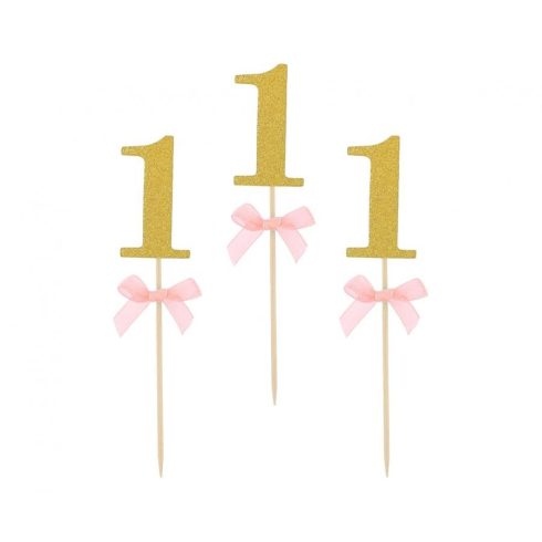 Rózsaszín 1st Birthday díszítő pálca 10 db-os