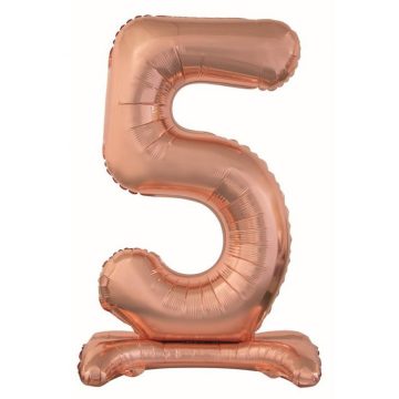 Rose Gold 5-ös szám fólia lufi talppal 74 cm
