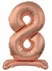 Fóliový balón číslo 8 s podstavcom ružovo-zlatého farby 74 cm