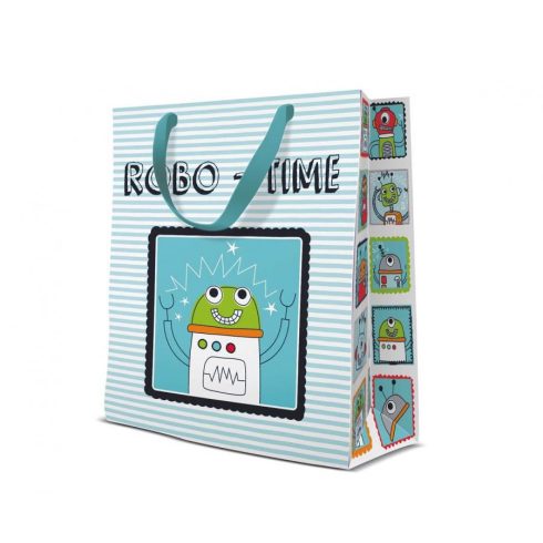 Robot Robo-Time papír ajándéktasak, ajándékzacskó 20x25x10 cm