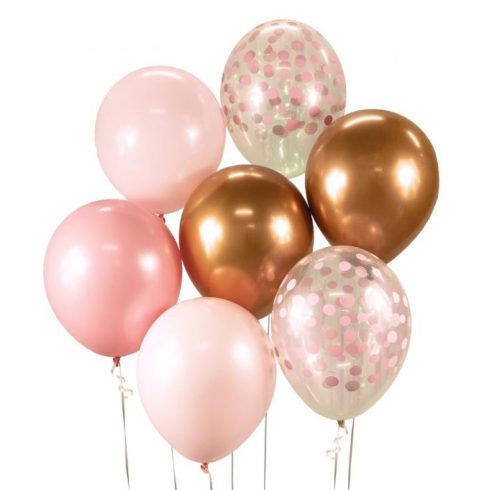 Színes Pink-Copper léggömb, lufi szett 7 db-os 12 inch (30 cm)