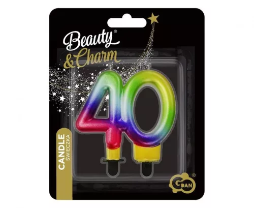 Bunte 40 Galaxy Kuchenkerze, Zahlenkerze