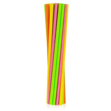 Színes Neon papír szívószál 24 db-os