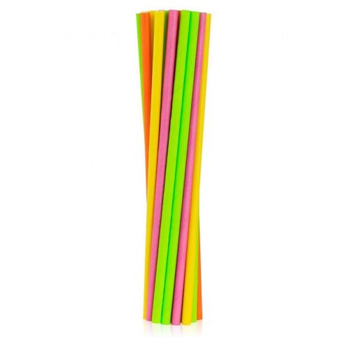 Színes Neon papír szívószál 24 db-os
