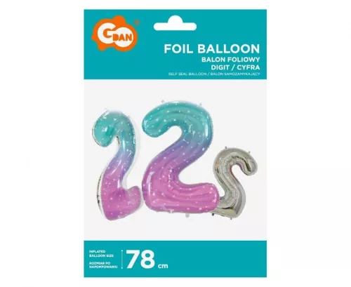 Fóliový balón číslo 2, 78 cm