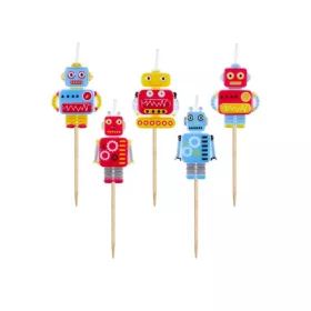 Kuchenkerze „Robot Future“, 5er-Set
