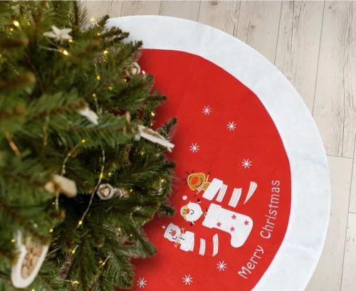 Červená sukňa na vianočný stromček, podložka pod pohár 80 cm