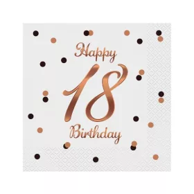 Happy Birthday 18 B&C White szalvéta 20 db-os 33x33 cm