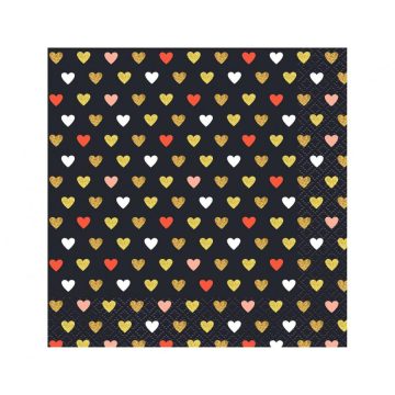Szerelem XOXO Black szalvéta 20 db-os 33x33 cm