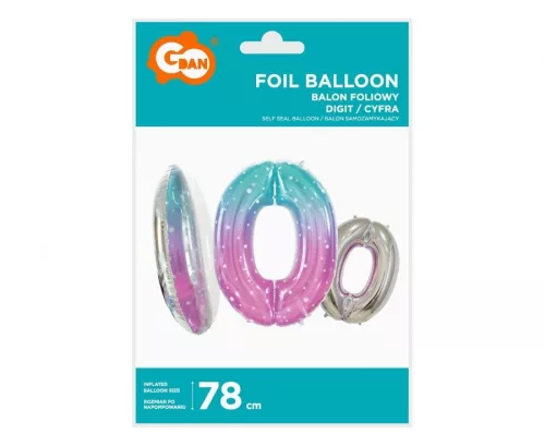 Fóliový balón číslo 0, 78 cm