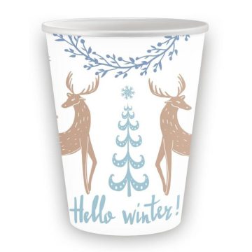 Karácsonyi Hello Winter papír pohár 6 db-os 250 ml