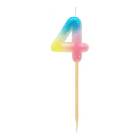 Színes 4-es Pastel Ombre számgyertya, tortagyertya