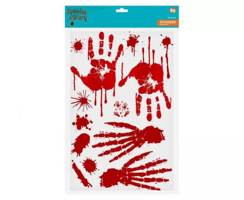 Krvavé stopy na Halloween, sada nálepiek na krvavé okno