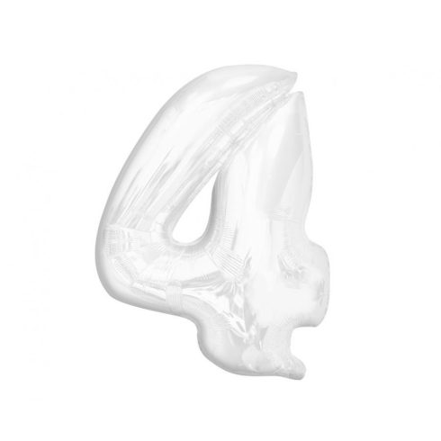 Fehér B&C White 4-es szám fólia lufi 92 cm