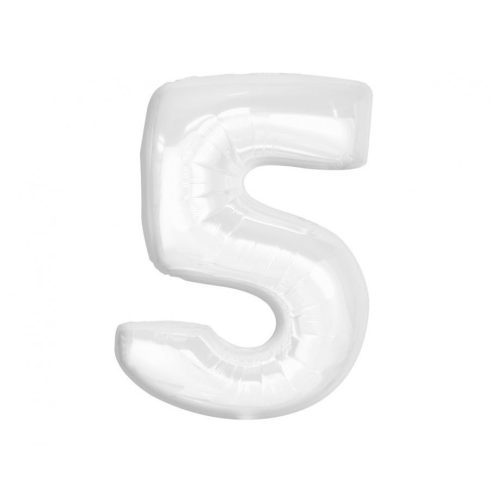 Fehér B&C White 5-ös szám fólia lufi 92 cm