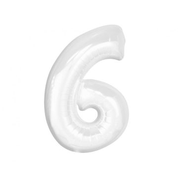 Fehér B&C White 6-os szám fólia lufi 92 cm