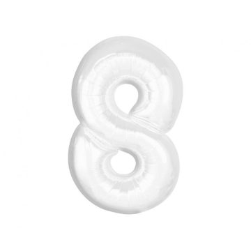 Fehér B&C White 8-as szám fólia lufi 92 cm
