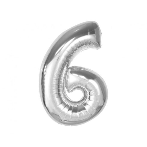 Ezüst 6-os Silver szám fólia lufi 92 cm