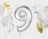 Ezüst 9-es Silver szám fólia lufi 92 cm