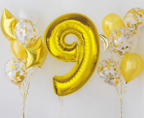 Fóliový balón zlatý číslo 9 92 cm