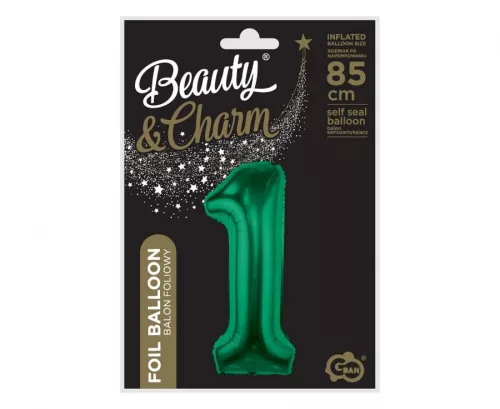 Zöld B&C Bottle Green 1-es szám fólia lufi 85 cm