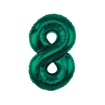 Zöld B&C Bottle Green 8-as szám fólia lufi 85 cm