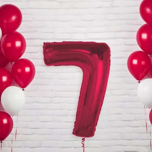 Fóliový balón číslo 7 červený 92 cm