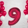 Fóliový balón s červeným číslom 9, 92 cm
