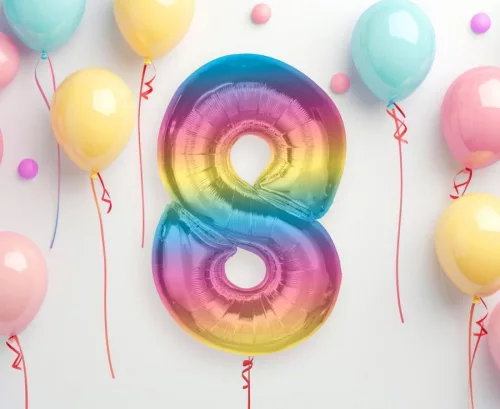 Fóliový balón s dúhovým číslom 8, 92 cm