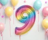 Fóliový balón s dúhovým číslom 9, 92 cm