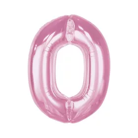 Fóliový balón číslo 0 svetloružový 92 cm