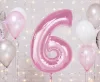 Fóliový balón číslo 6 svetloružový 92 cm