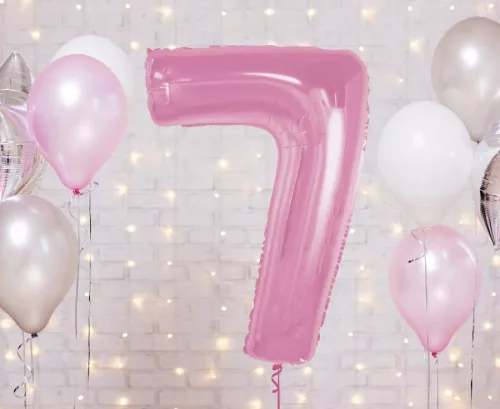 Fóliový balón číslo 7 svetloružový 92 cm