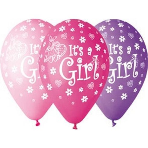 It's a Girl Pink léggömb, lufi 5 db-os 12 inch (30 cm)