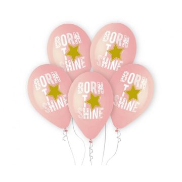 Born to Shine Pink léggömb, lufi 5 db-os 13 inch (33 cm)