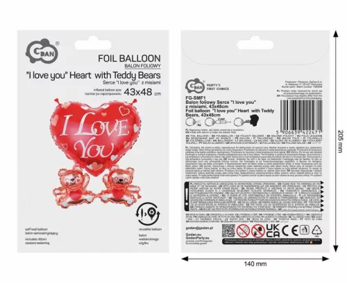 Fóliový balón Love Teddy Bears 48 cm