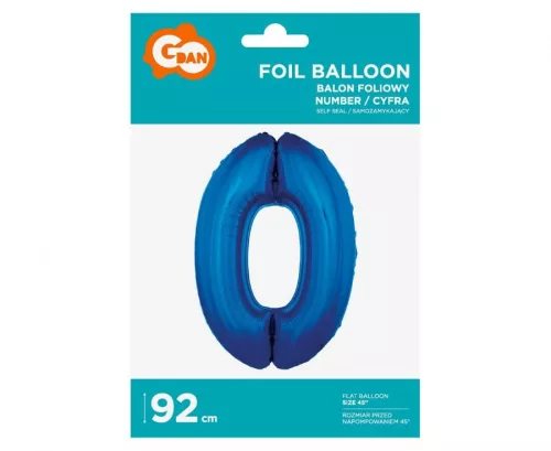 Fóliový balón Blue 0 B&C Modrý číslo 92 cm