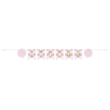 1st Birthday Pink, Első születésnap papír felirat 182 cm